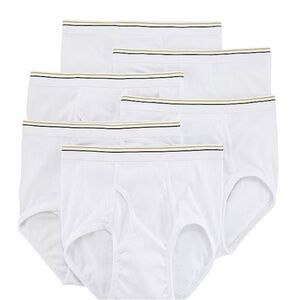 Stafford Men's White Briefs with Striped Waistband - 6 Pack